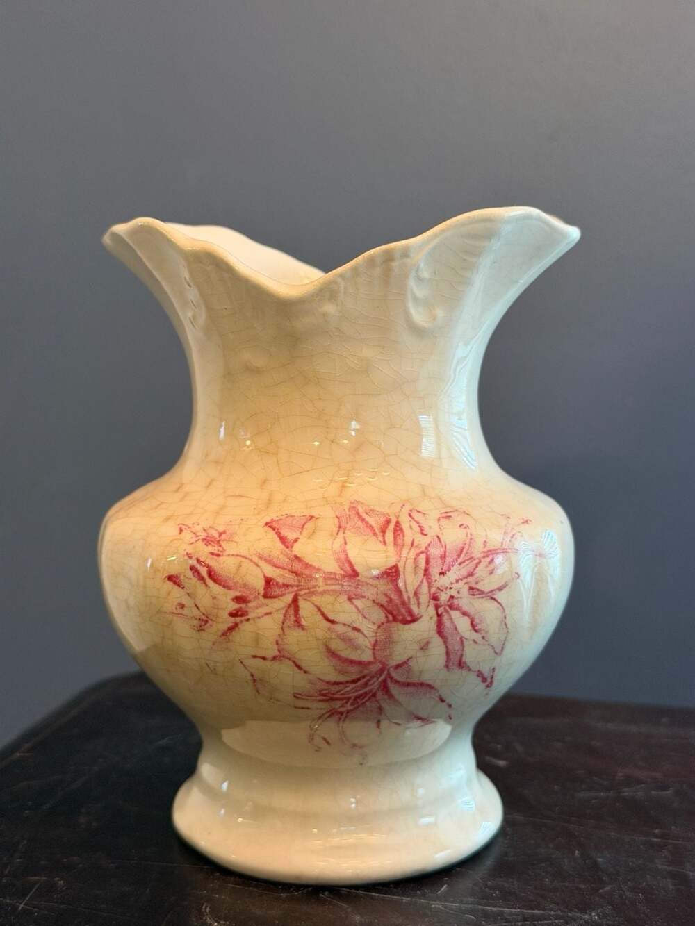 Vintage Anchor Pottery J.E.M. Trenton NJ Floral Creamer Pitcher